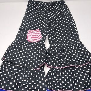 Ann Loren Black & White Polka Dot Ruffle Pants Girl’s Size 6